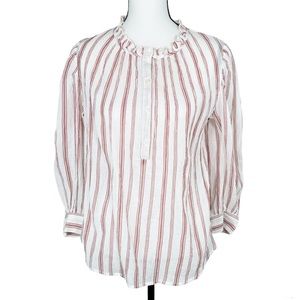 Gap Red Stripe Ruffle Neck Blouse